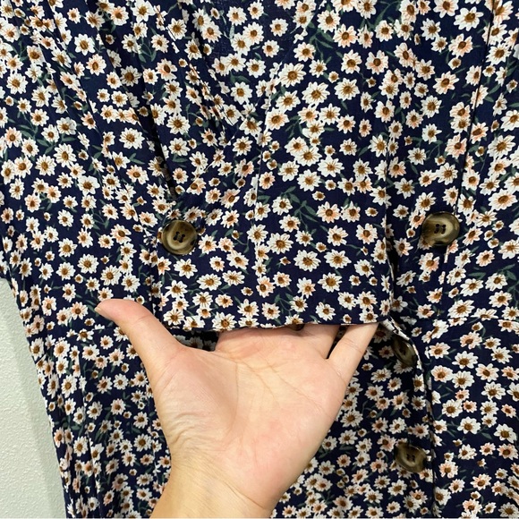 Nectar Clothing Floral Midi Dress Front Slits Blue Medium - Picture 4 of 11